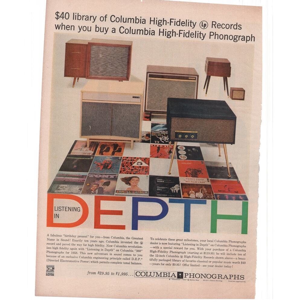 Columbia Phonograph Magazine Advertisement 1969 Vintage Records Electronics